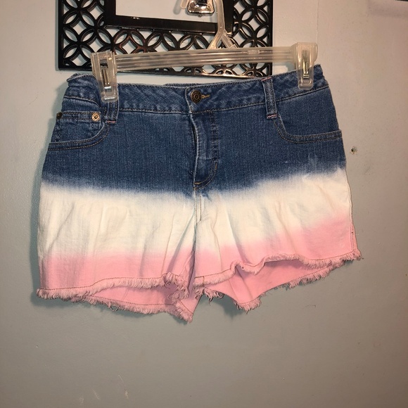 multi colored jean shorts
